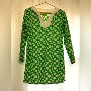 Kayce Hughes size 6 green with white polka dot dress